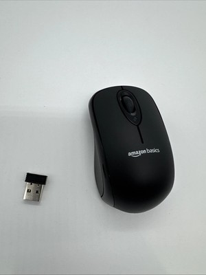 Amazon Basics Wireless Optical Mouse 2.4GHz USB Nano Receiver Computer Black (1)