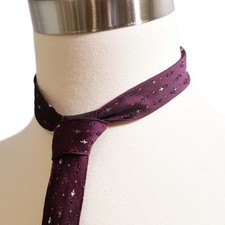 50s Vintage Atomic Era Skinny Necktie Burgundy Gray Bemberg Starburst Spearpoint