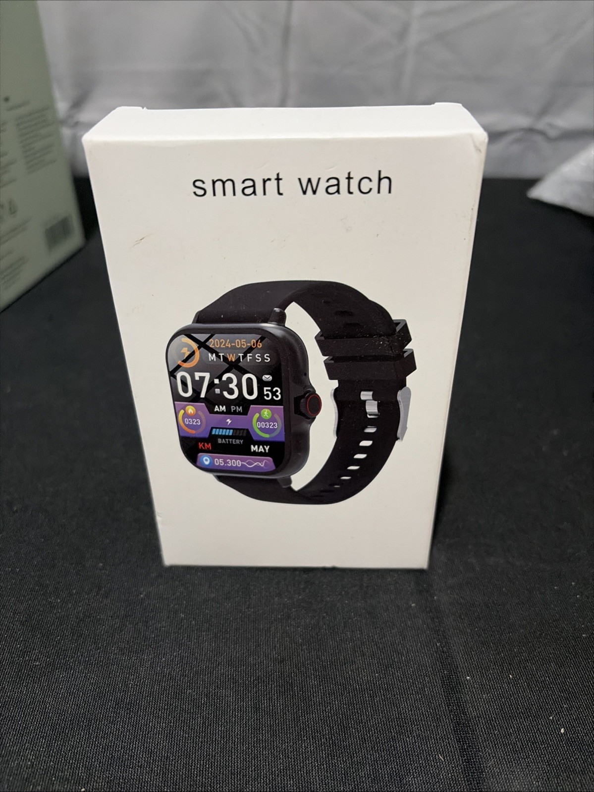Black Silicone Band Smart Watch, Plastic Case, 44mm