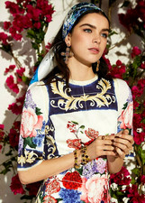 Dolce & Gabbana SS2016 Majolica Vases Floral Print Silk A-Line Dress IT38