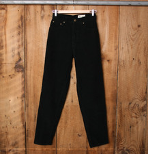 Vintage EDDIE BAUER Tapered High-Rise Black Corduroy Pants Sz. 6 Measure 25x30