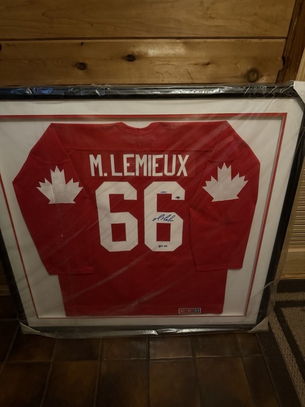 Mario Lemieux Canada Cup Jersey and game used stick