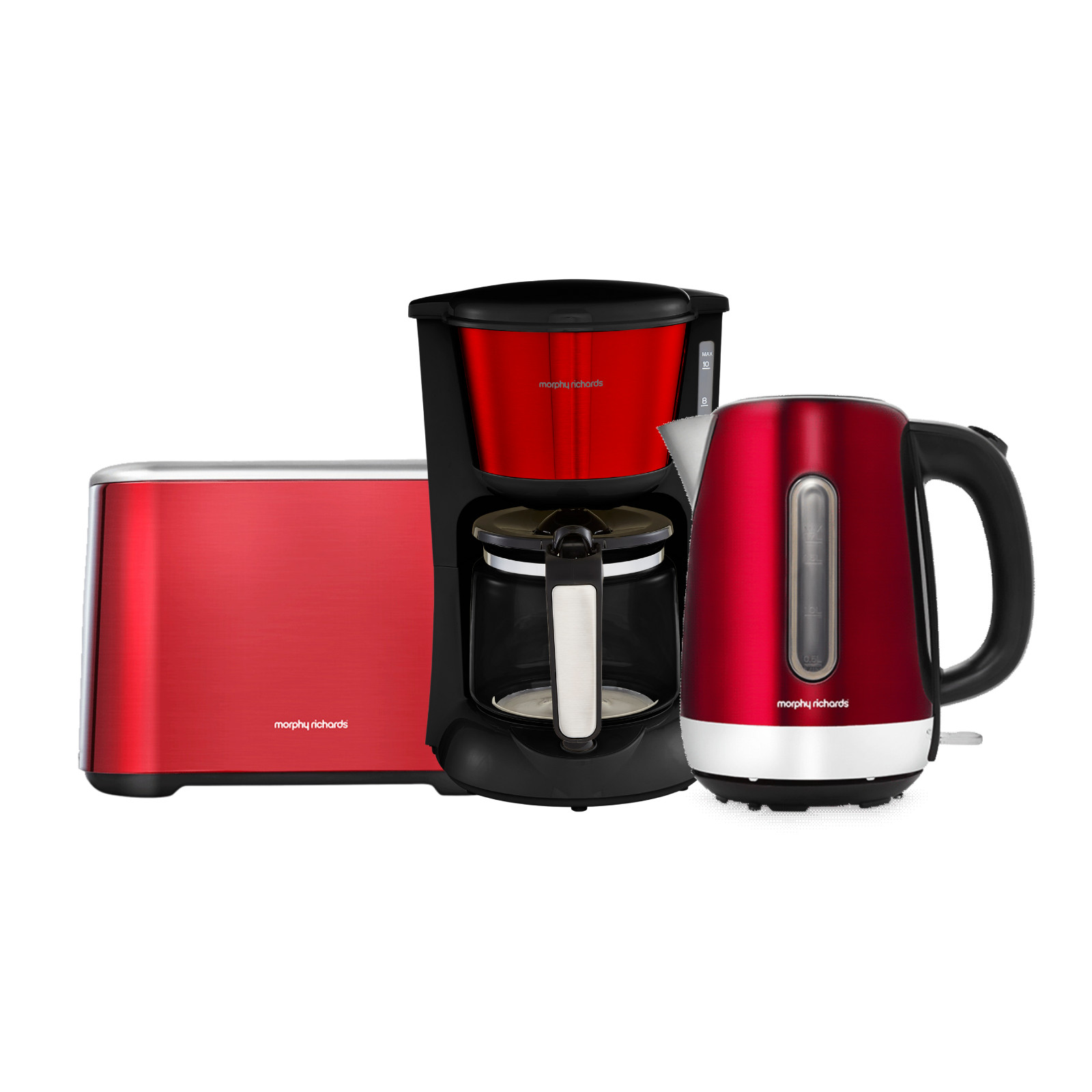 Morphy Richards Unisex Red Equip Kettle, Toaster & Coffee Machine Breakfast Set In 1.2L - Image 2