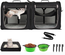 Portable 2-In-1 Pet Carrier for Medium Dogs Large Cat Carrier for 2 Cats Travel