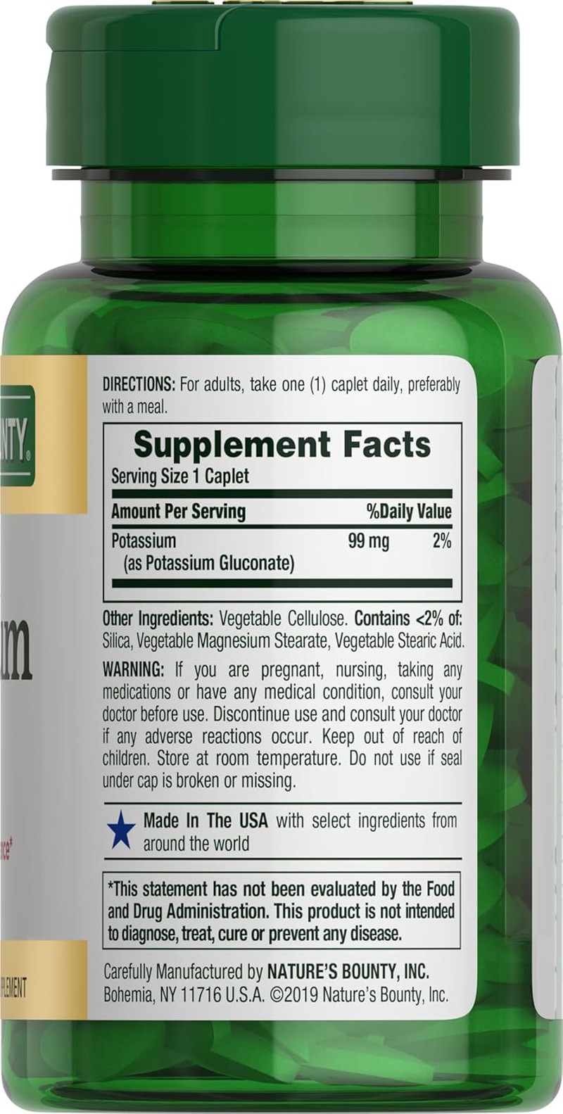 Potassium, Supports Fluid Balance, Dietary Supplement, 99 Mg, 100 Caplets thumbnail 2
