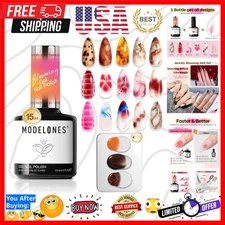 Blooming Gel Nail Polish 15ML with Nail Art Palette, Clear Blooming Gel for S...