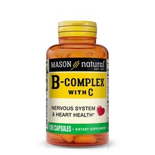 Mason Natural Vitamin B Complex  Vitm C, Healthy Heart Nervous System, 100 Caps