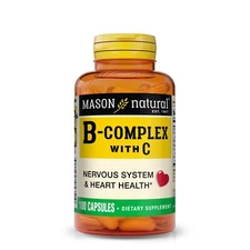 Mason Natural Vitamin B Complex & Vitm C, Healthy Heart Nervous System, 100 Caps