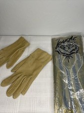Vintage Touche by Fownes Button Up Short Evening Dressy Prom Gloves Sparkly Gold
