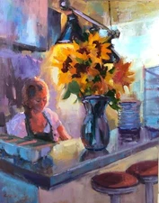 Figurative painting genre original oil on canvas impressionism by Emiliya Lane