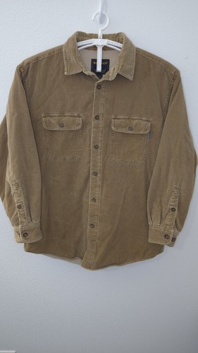 Vintage Woolrich Buckskin Men Large Tan Brown Corduroy Fleece Lined Heavy Jacket