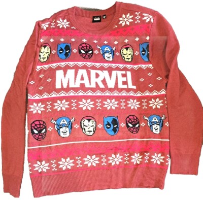 Marvel Avengers Ugly Christmas Sweater Holiday Iron Man Hulk Spiderman Size  S/M