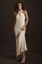 BHLDN EVENING HALTER DRESS 12 NEUTRAL RUBY TWIST ANTHROPOLOGIE FORMAL NWT $248