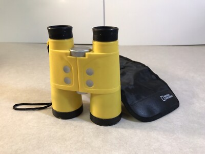 Vintage Rare National Geographic Society Kids Childrens Yellow Binoculars w  Case
