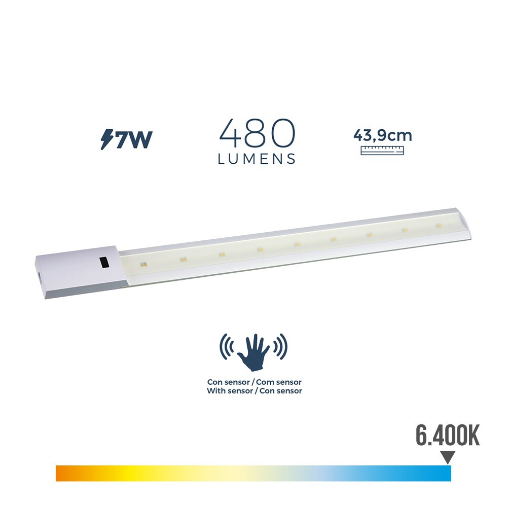 LAMPADA A 6 LED CON SENSORE DI PROSSIMITA' 7 WATT - 480lm - LUCE FREDDA 6400K