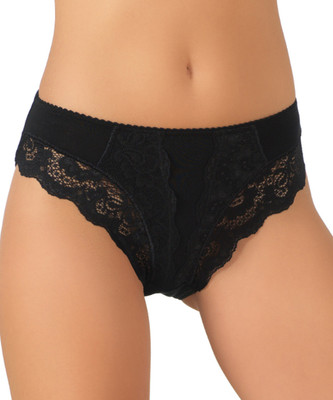 Jadea Pack da 3 Slip 529 Midi In Pizzo E Cotone Nero Vita Media