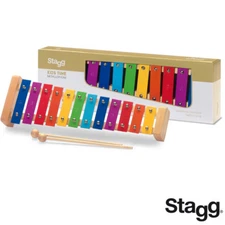 Stagg Metallophone 12 Keys Color-Coded (A to E) Rainbow Keys with Wooden Mallets
