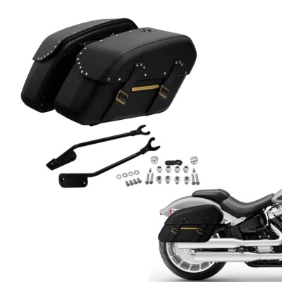 Black Detachable Saddlebags w/ Mount Kit Fit For Harley Fat Boy