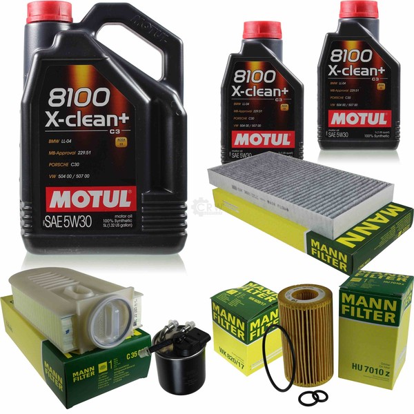 MANN-FILTER Inspektionspaket 7L Motul 8100 X-Clean+ 5W-30 FüR Mercedes-Benz Slk-image
