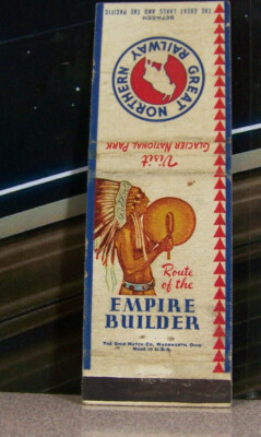 Vintage Matchbook Cover V3 Railroad Train Native American Indian Drummer Empire