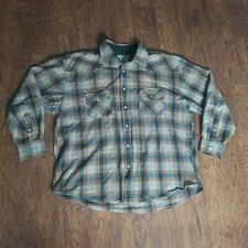 Jesse James Work Wear West Coast Choppers Shirt Men XL Flannel Pearl Snap Plaid