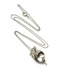New 925 Sterling Silver .10ct diamond Twin Dolphins pendant necklace 4.6g  18" — photo 4