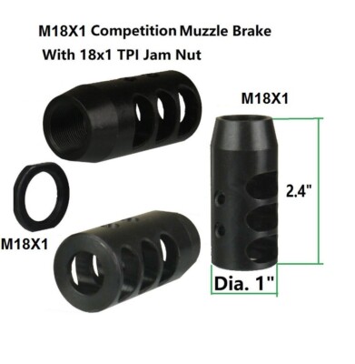 M18x1 Steel .338 Lapua Magnum Competition Muzzle Brake with M18x1