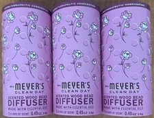 3 Pack Mrs. Meyer's Clean Day Peony Scented Wood Bead Diffuser 0.49oz (14g) Each