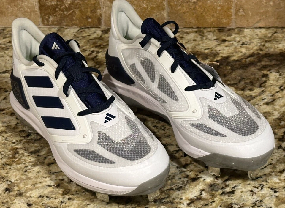 ADIDAS PURE HUSTLE 2 ELITE METAL SOFTBALL CLEATS Women Sz 8.5 WHITE / BLACK D12 - Image 2 of 4