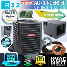 Goodman 2 Ton Central Air Conditioning Condenser & Horizontal Coil R32 AC System