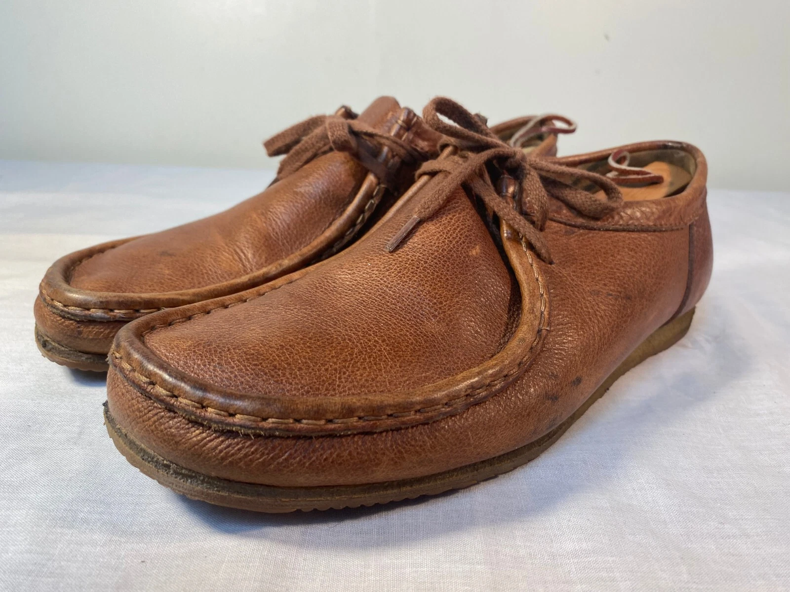 Clarks Originals Wallabee scarpe uomo Oxford stringate in pelle marrone US 8 5