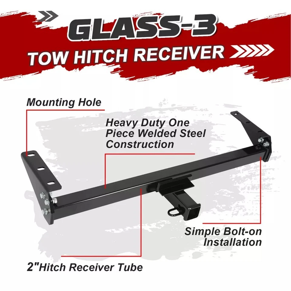 Class 3 Trailer Hitch 2-Inch Receiver For Suzuki Equator 2009-2012 Black - Image 3 of 4