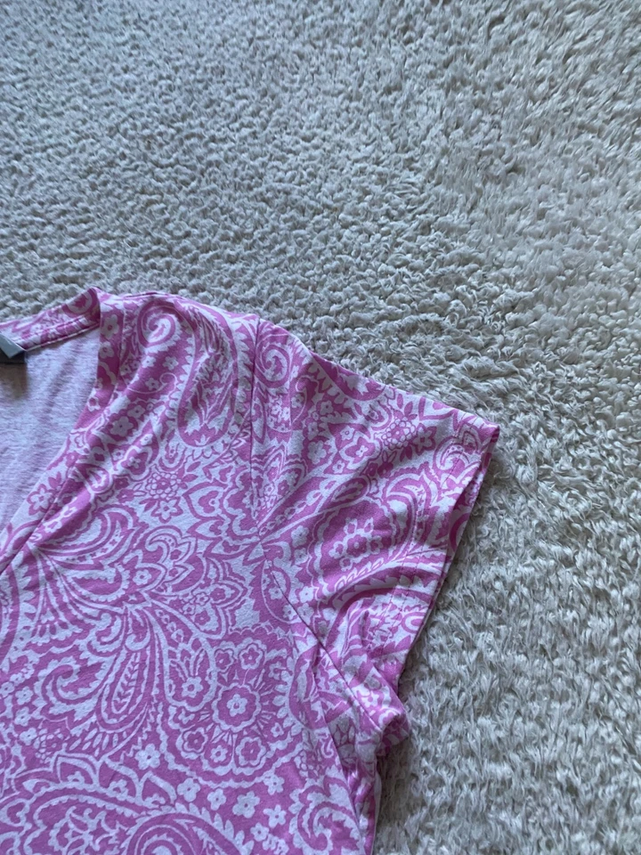 Camiseta Liz Claiborne Mujer Cachemira Manga Corta Cuello en V Rosa Talla XL Foto 3 de 4