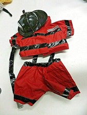 Build a Bear BABW Fire Fighter costume uniform inc Hose helmet lot red