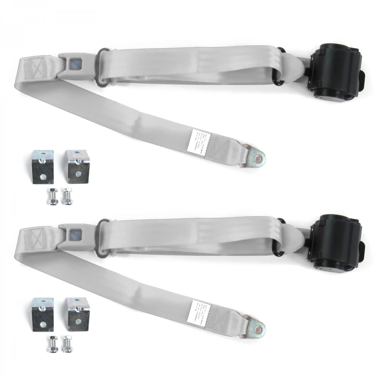 Ford GT40 1964 - 1969 Standard 3pt Gray/Grey Retractable Bucket Seat Belt Kit w/