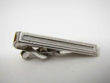 Bordered Design Tie Clip for Men Vintage Jewelry Silver Tone