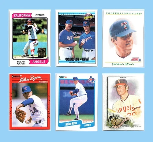 Lot of 6 Nolan Ryan Baseball Cards Mets Astros Rangers Topps Donruss Panini