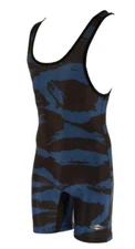 Matman Funky Camo Wrestling Singlet - Royal Blue/Black