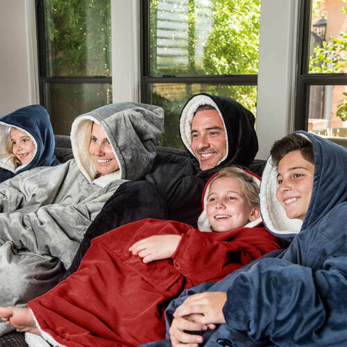 COPERTA IN PILE CON LE MANICHE SOFFICE E MORBIDA INVERNO UNISEX FREDDO COPERTINA - Foto 4 di 7