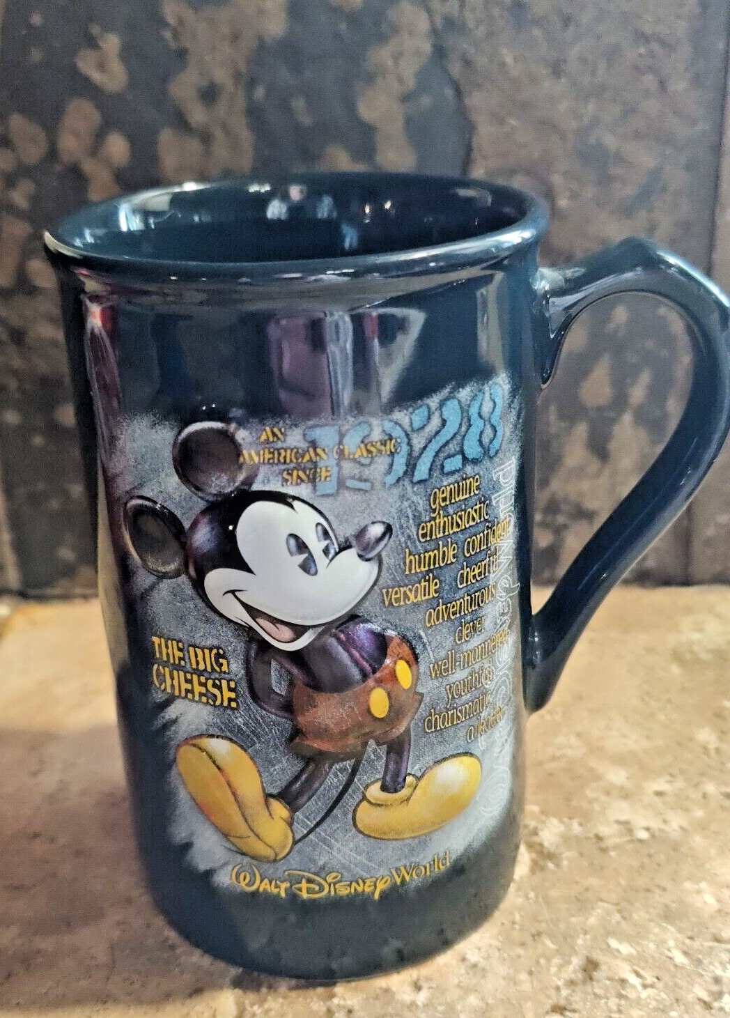Disney World Mickey Mouse The Big Cheese 16oz Blue Slate Ceramic Mug