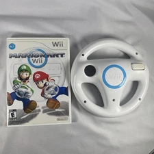Mario Kart Wii (Nintendo, 2008) with Racing Steering Wheel Complete Tested CIB