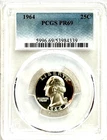 1964 SILVER PROOF WASHINGTON QUARTER, PCGS PR69, LIGHT FROST OBVERSE & REVERSE!