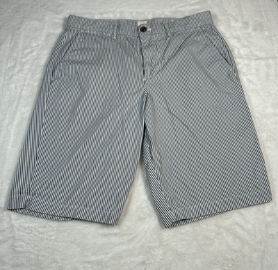 GAP Bermuda Shorts Mens 31 Blue Railroad Stripe Preppy Classic Beach Comfort