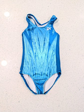 ULTRA SOFT GK ELITE Gymnastics Dance Leotard Child Small RAZORBACK Blue STRIPES
