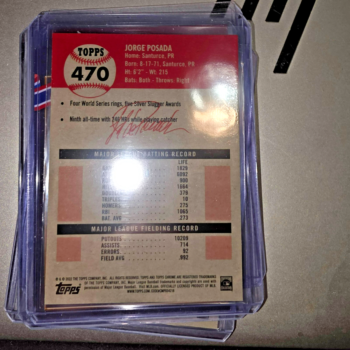 2022 TOPPS PLATINUM ANNIVERSARY XFRACTOR #470 JORGE POSADA -NEW