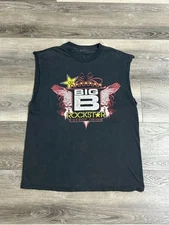 Big B Rockstar Energy Drink Faded Cutoff Sleeveless Tank Top Y2K - Men’s Large