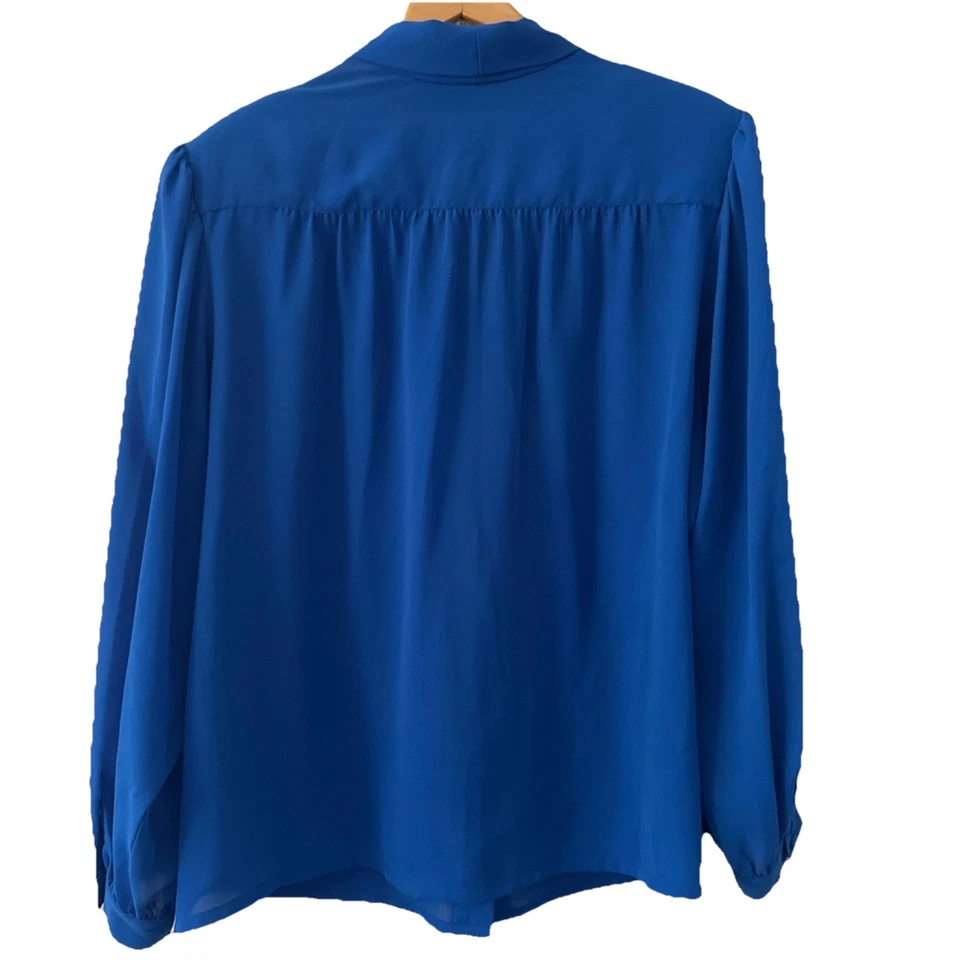 女式专业上衣衬衫 22 W 码蓝色领带长袖前口袋 — 第 4/4 张图片