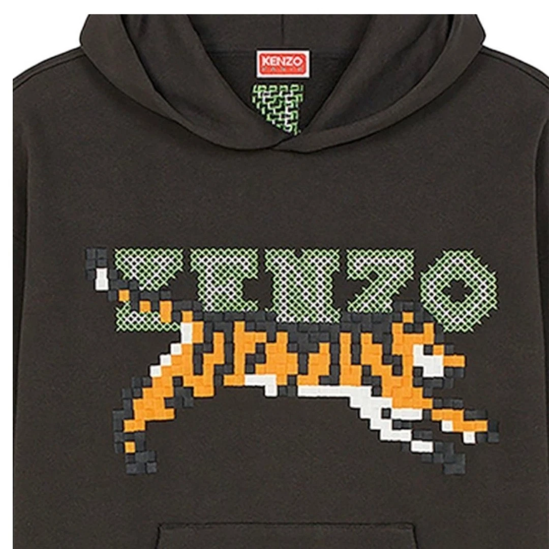 Felpa nera con cappuccio Kenzo Paris Digital Tiger Design