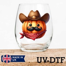 Halloween Funny Pumpkin 8pcs UV DTF Stickers - Glass Laptop Tumbler Cup mf455
