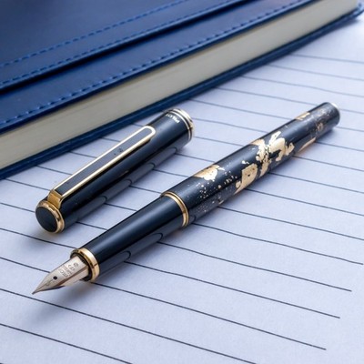 Vintage 1980s Pilot Custom Original Black Long Body 14K Gold F Nib Fountain Pen